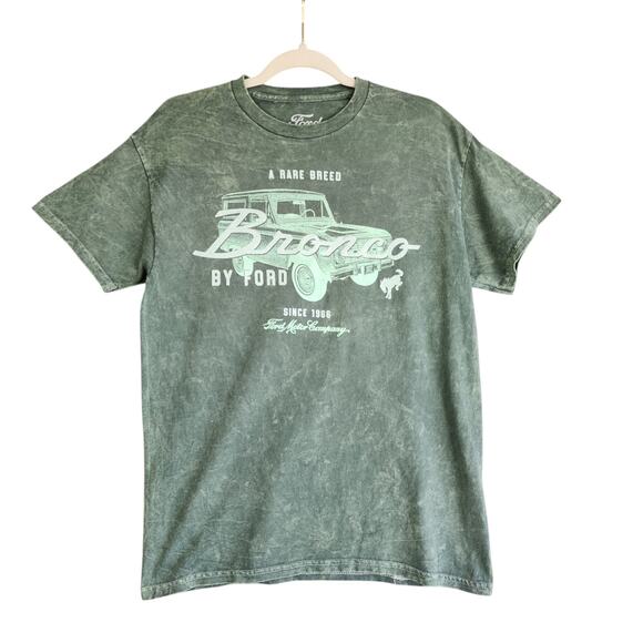 Ford Bronco Womens Graphic T Shirt Size Medium Green Vintage Retro Burnout Wash - Picture 1 of 8
